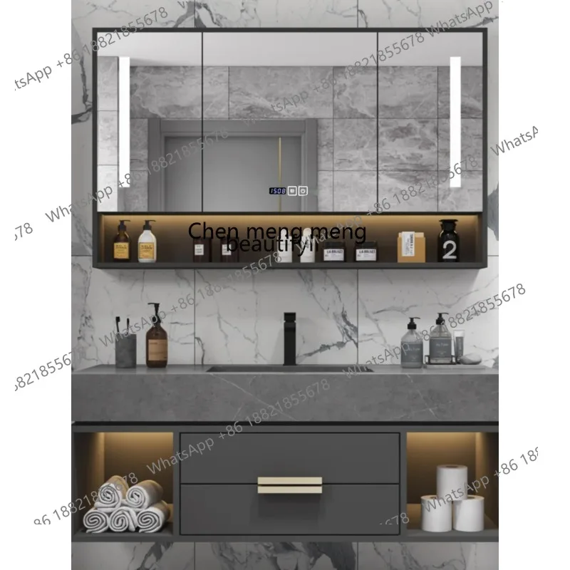 C85 Stone Plate Whole Washbin Bathroom Cabinet Bathroom Washbasin Washstand Light Luxury Bathroom Cabinet Combination