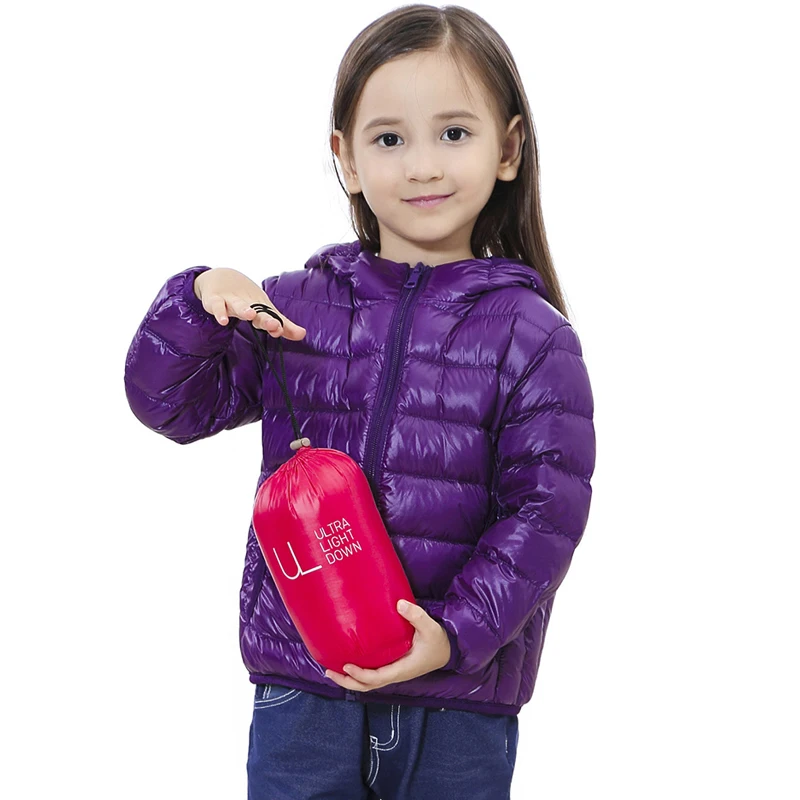 Chaquetas de plumón de pato con capucha para niños, abrigo de plumas ultraligero, portátil, de 0 a 10 °C, novedad de invierno, 2024