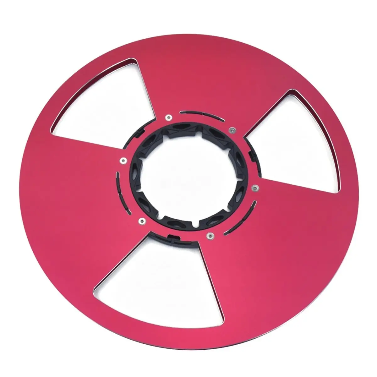 Y408A~!#10 Inch 3 Holes Empty Take Up Reel to Reel Hub Polished Aluminum Tape Reel for Tape Recorders Red