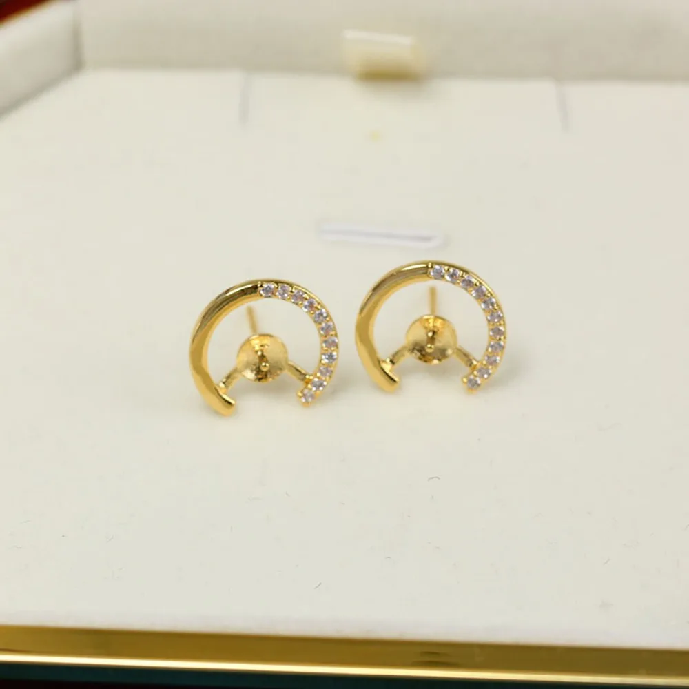 

10PCS S925 Sterling Silver Needle 18K Gold Wrapped Plated Brass Earring Settings Diy Jewelry Pearl Earrings Accessories