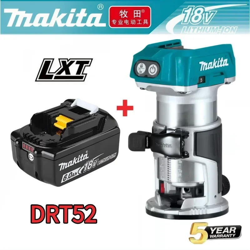 Neuer Makita DRT52 Akku-Kompaktfräser für Präzisions-Multitasking, Kantenbearbeitung und Nutfräsen, 18V LXT