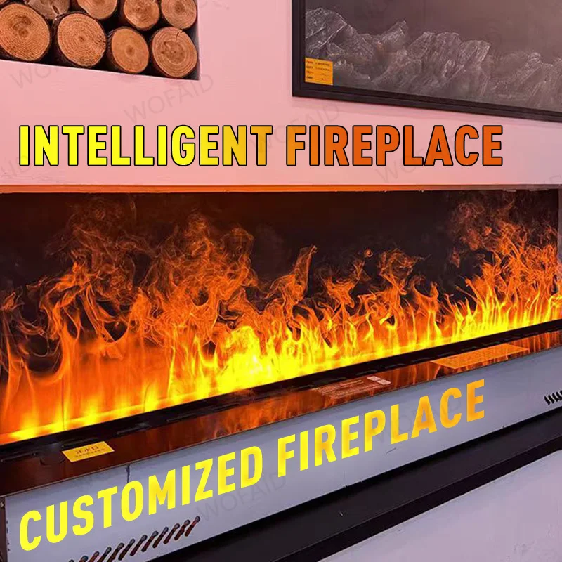

French Art Deco Gold Trim Mist Fireplace Mantel: Colors Flame adjust Mist Fireplace , WIFI APP Controller & Remote