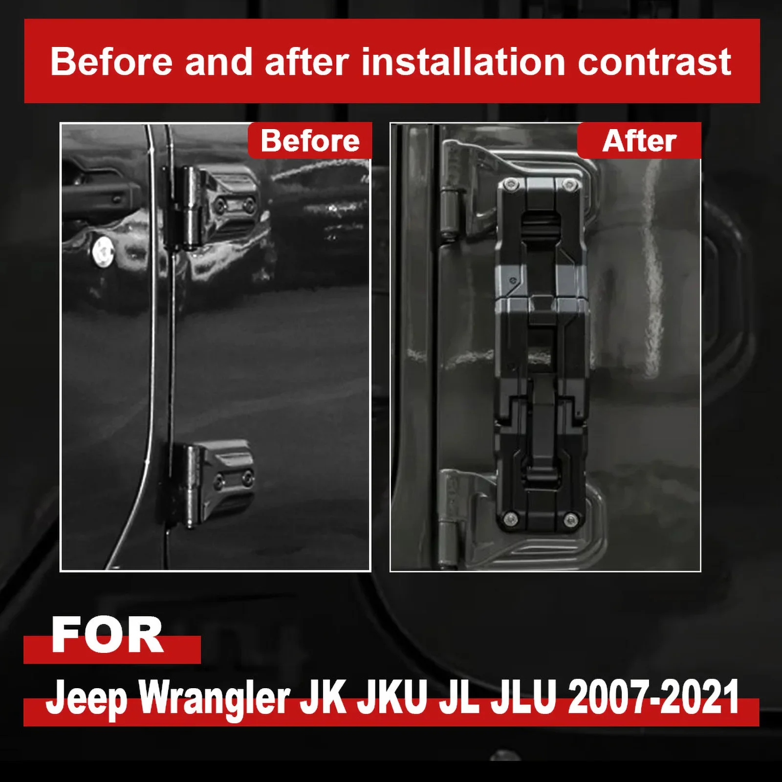 Door Hinge Step Heavy Duty Aluminum Footboard Foldable Car Folding Stepping Ladder for Jeep Wrangler JL JLU JK JKU 2007-2021