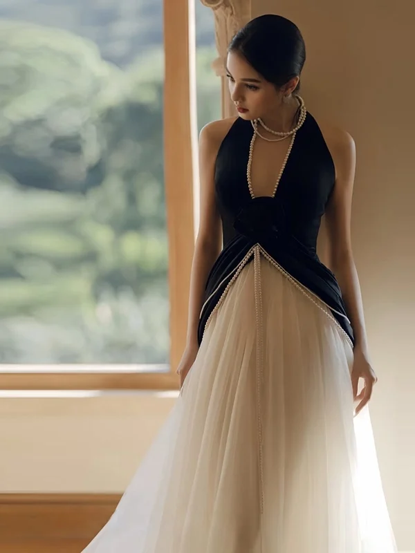 

Bla Neline Evening Gown Faionable Bal Dr for Performances Birthday Parties High Waist Long Skirt Polyester Fiber