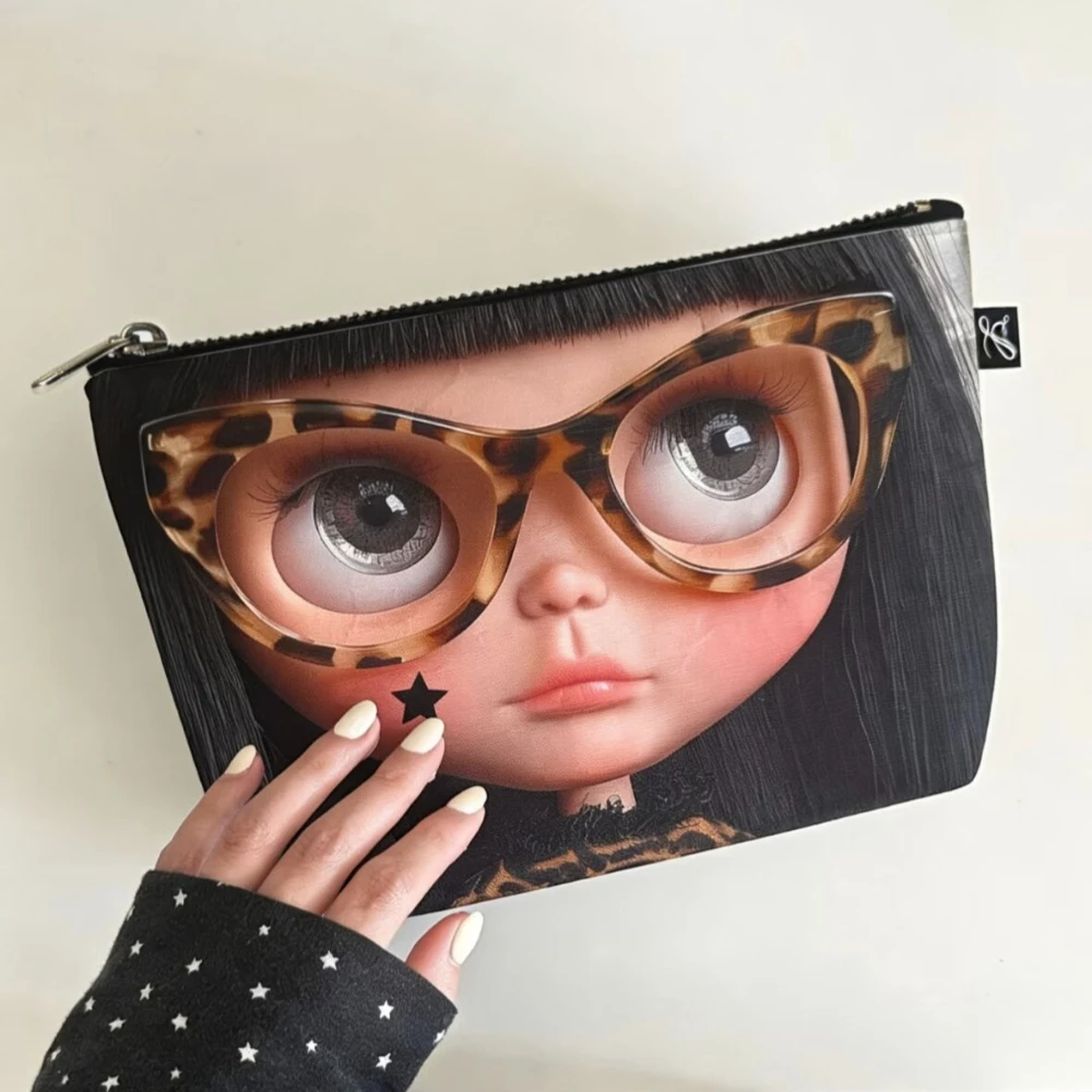 Original Design Y2k Portrait Print Makeup Bag Cool Girl Fashion Dupont Paper Creative Coin Purse Storage Bags BJD