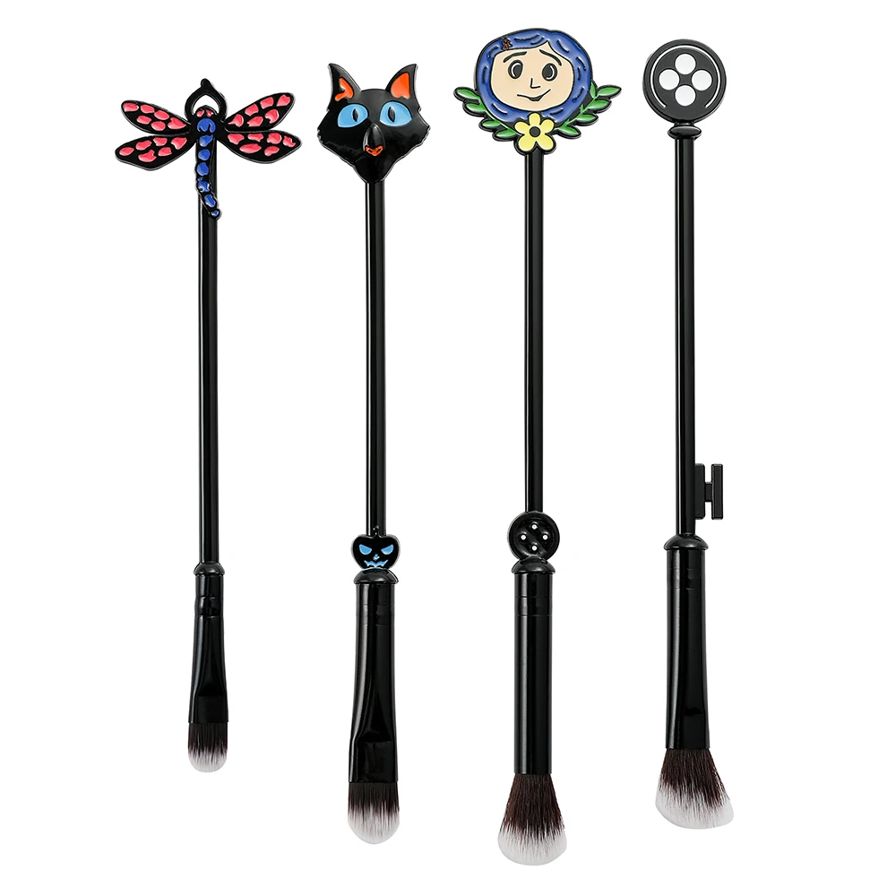 Coraline & the Secret Door Makeup Brush, Laika Dragonfly, Portable Soft Concealer Brush, Foundation Cosmetic Brush, 4 Pcs