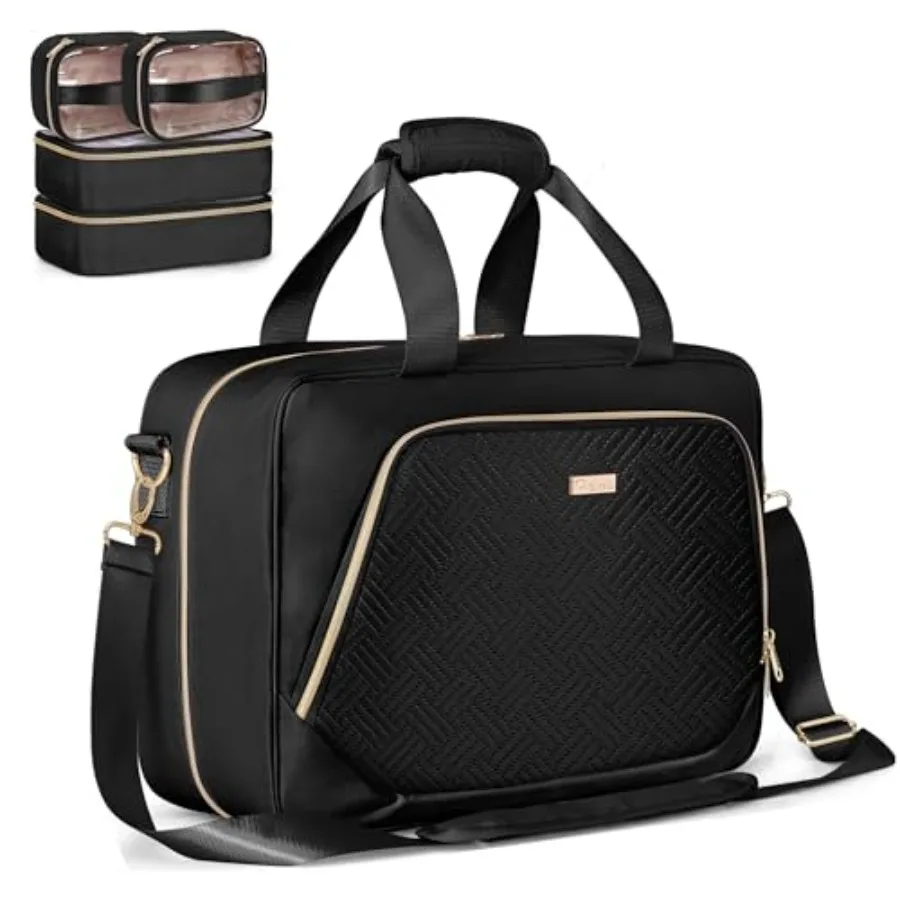 

Extra Large Toiletry Bag for Women with 4 Individual Cases Large Travel Makeup Organizer Bag with Hair Tool Pocket and Makeup B