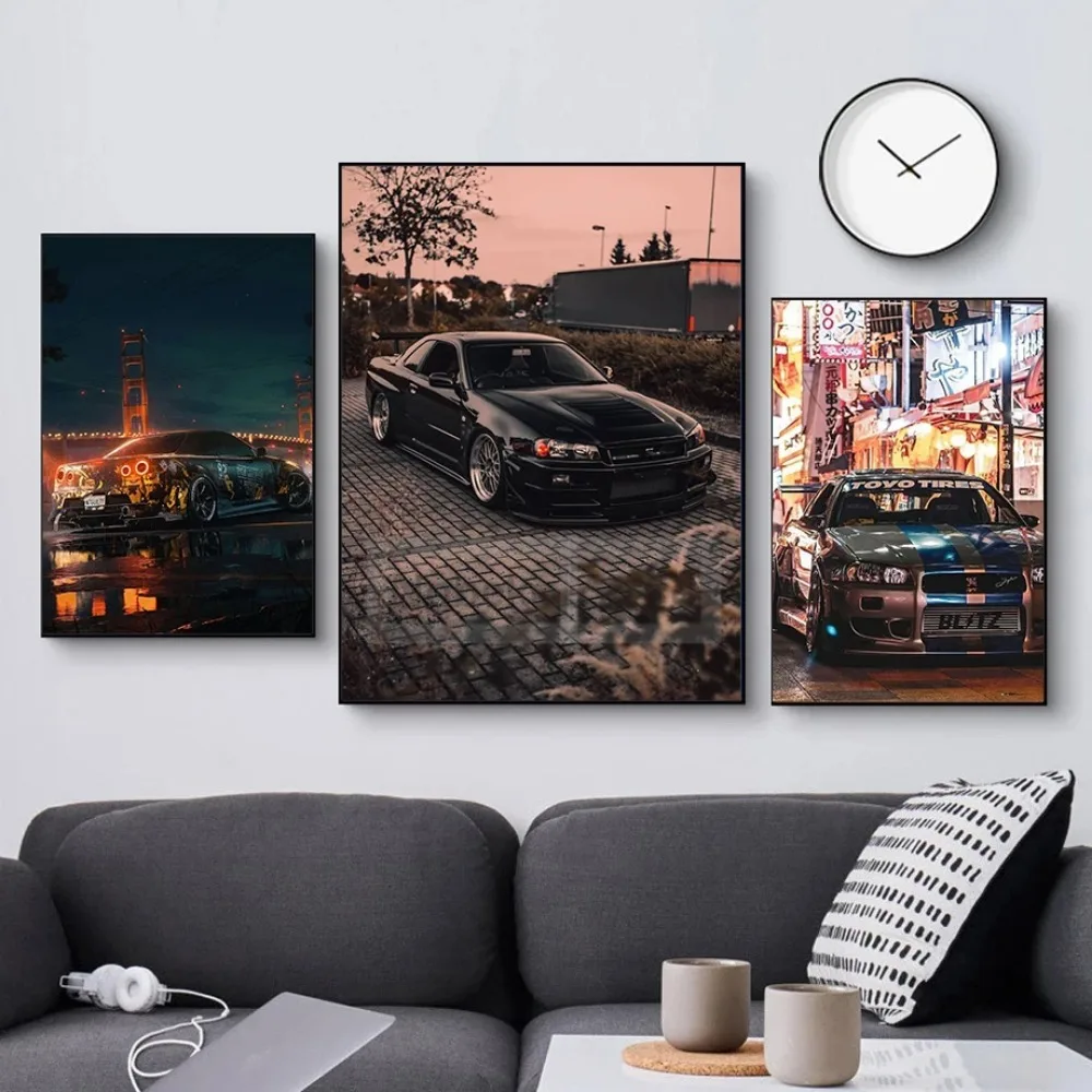 Modern Sports Car Nissan GTR R34 Tail Light Car Body Poster and Prints Canvas Painting Wall Art Pictures Home Room Decor