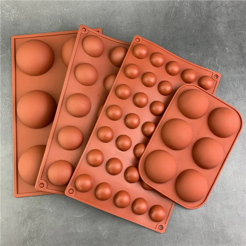 Molde de Silicona 3D de Media Esfera para Repostería, Molde para Hornear Pasteles, para Decorar Bombas de Chocolate, Confitería, Formas Esféricas Navideñas