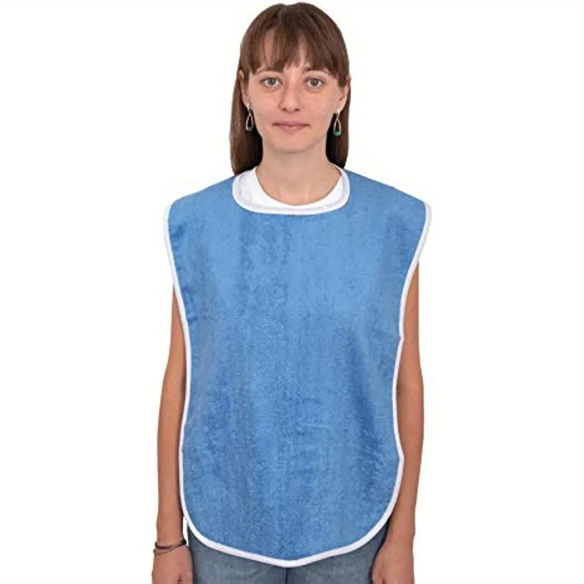 1pc Premium Adult Bibs: Washable, Adjustable Eating Cloth for Elderly, Disabled - Terry Bib Clothing Protectors Machine Washable