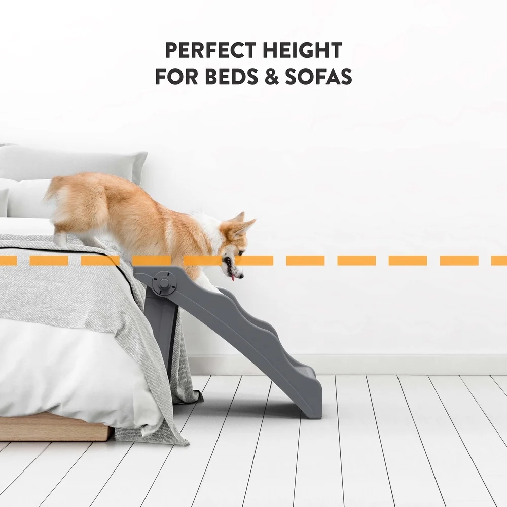 Foldable Dog Stairs with Non-Slip Treads Lightweight Portable Pet Steps Small Medium Dogs Cats Adjustable Design