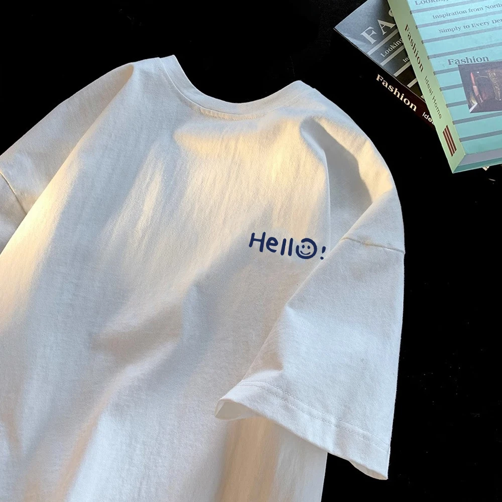 

Loose Fit Pure Cotton Short Sleeve T-Shirt Unisex Fashionable Versatile Brand Tag Removed End of Line Clothing for Men And Women