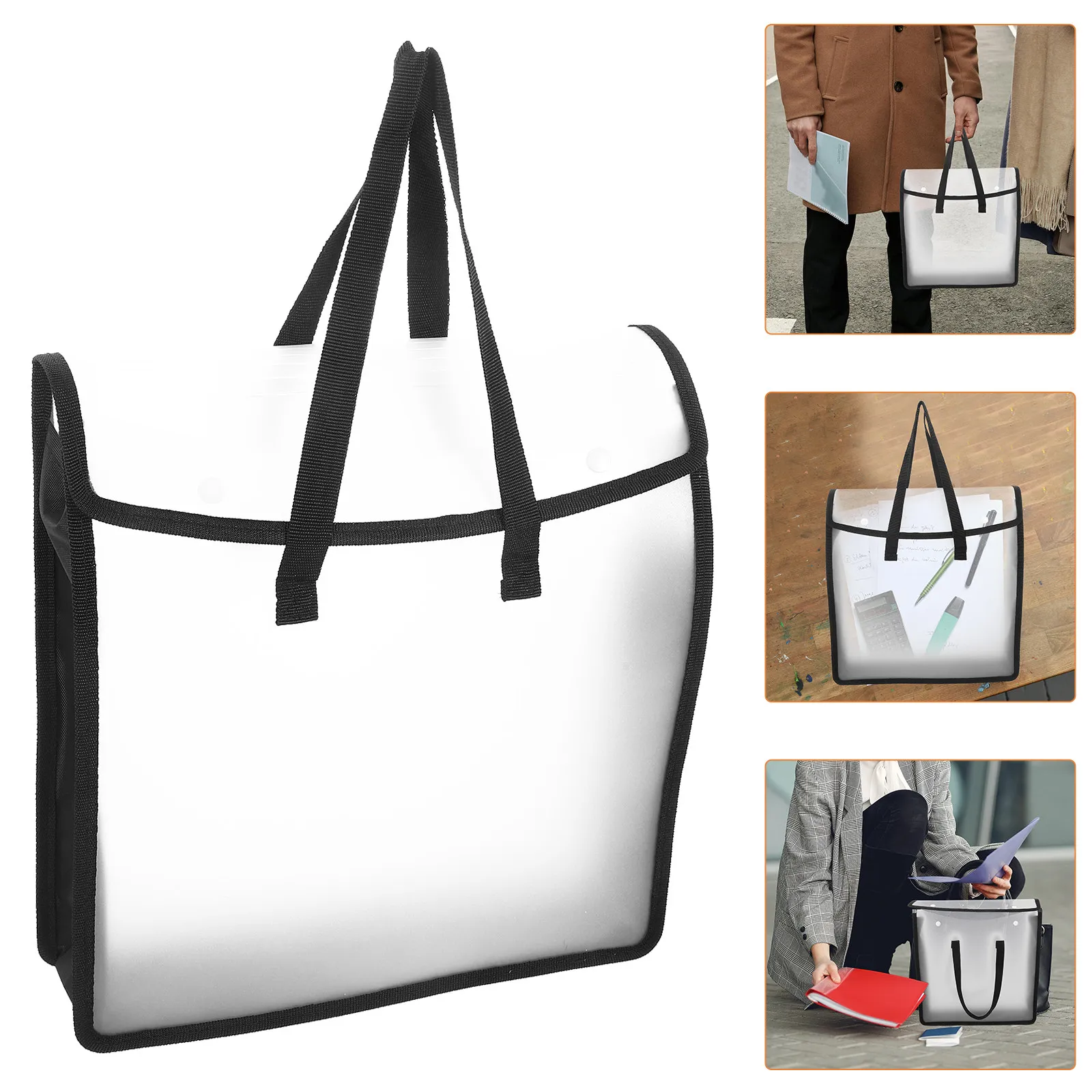 

Портативная сумка для документов из ПВХ премиум-класса с застежкой-пряжкой, большим внутренним карманом для налоговых документов, договоров, счетов, отчетов, квитанций