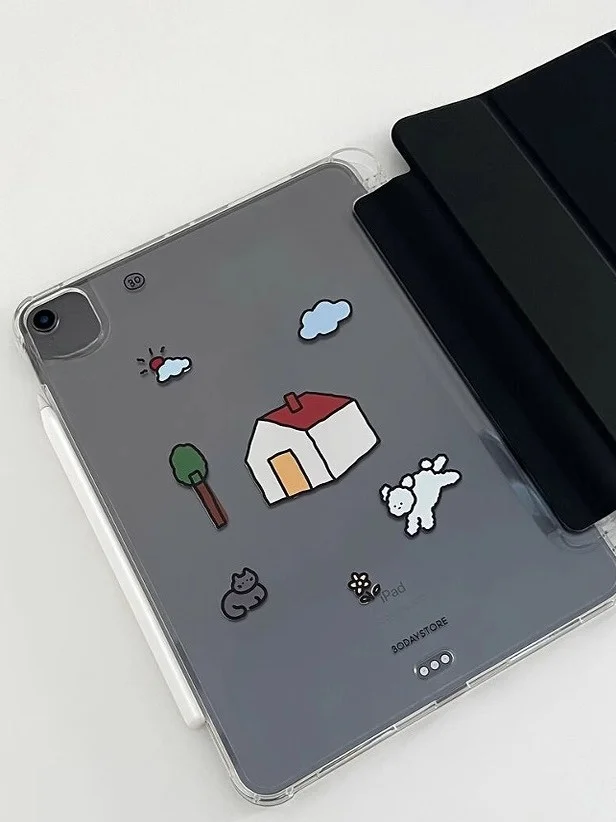 حافظة حماية لجهاز iPad برسوم كرتونية رائعة على شكل كلب وشمس متوافقة مع جهاز iPad Air5/ بوصة 2024، حافظة ناعمة مضادة للسقوط ...