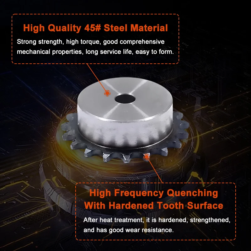 Precision 04C 2-Point Sprocket 8  Tooth Standard Hole 6mm 8mm With M5 Screw Hole Fixed 45# Steel Quenching Pitch