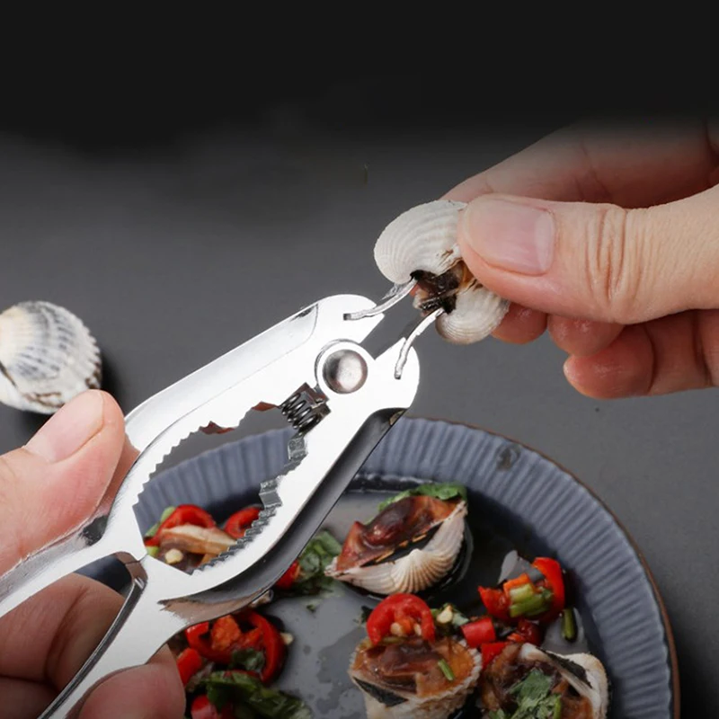 Zinc Alloy Clam Opener Kitchen Utensil Walnut Clip Spring Seafood Clamp Food Clam Tongs Scallop Oyster Nut Clamp