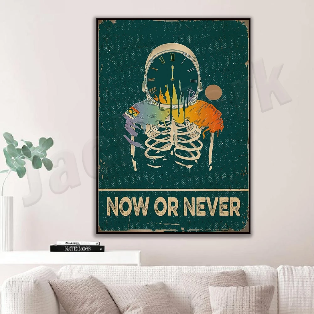 

Skeleton Now Or Never Vintage Poster, Now Or Never Time Vintage Poster Wall Decor, Now Or Never Skull Vintage Poster Gift