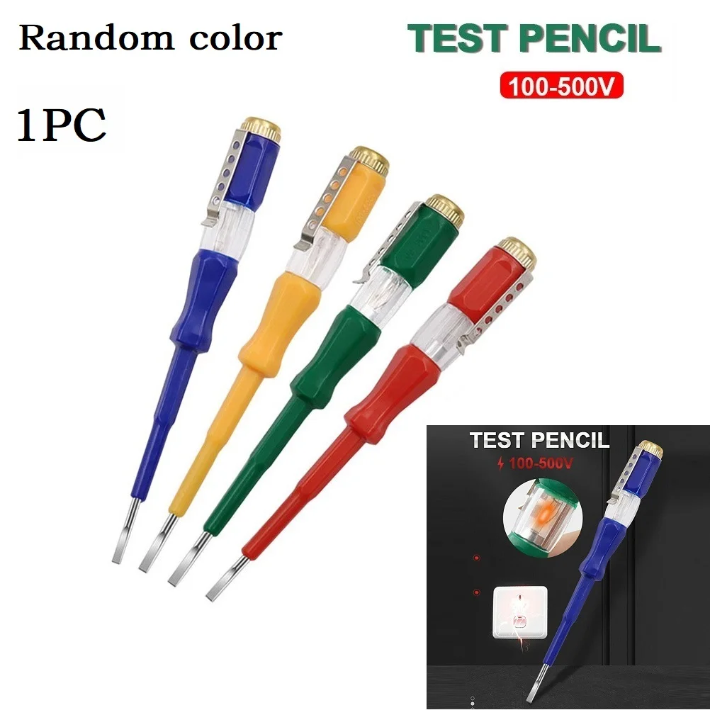 

1pc Power Voltage Detector Pen 100-500V Circuit Tester Electrical Screwdriver Pen With Indicator Light Sensor Electrical Testers