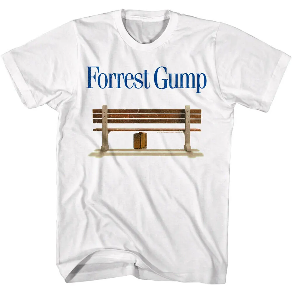 Forrest Gump Men's T shirt Tom Hanks Bus Stop Bench Movie Poster Mens Distressed Iconic Comedy Fan Top