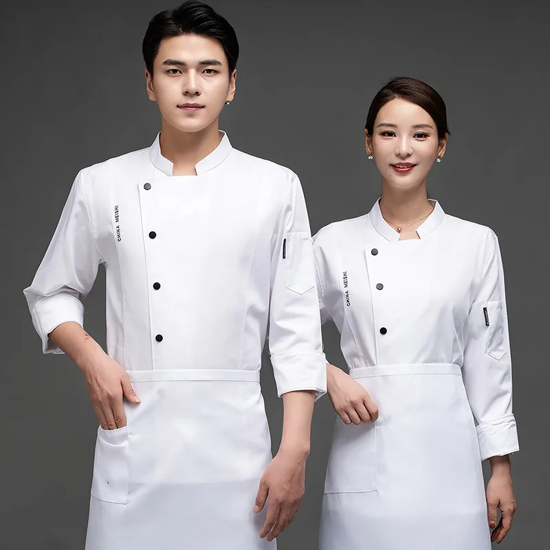 C244 Chef Restaurant Jacket Long Sleeve Kitchen Cook Coat Men Women Waiter Uniform Hotel Bakery Work Wear Chef Jacket