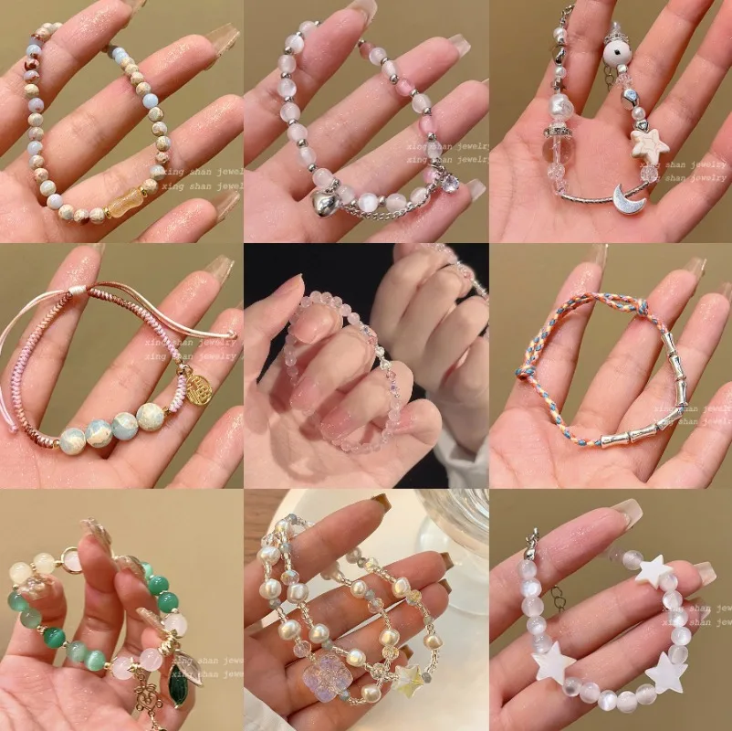 Crystal Bracelet Girls Ceramic Bracelet Cat's Eye Pearl Dopamine Jewelry High-grade Feeling Does Not Fade Jewelry