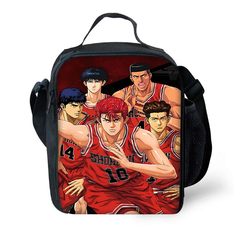 Anime Slam Dunk Bag para meninos e meninas, estudante, criança, isolado, grande capacidade, reutilizável, refrigerador térmico, lancheira, piquenique ao ar livre