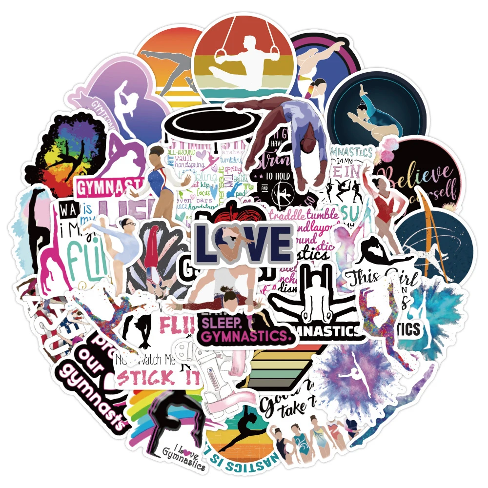 

10/30/50/100pcs Gymnastics Sport Cartoon Stickers Funny Creative Graffiti Sticker Suitcase Phone Notebook Bike Decals Wholesale