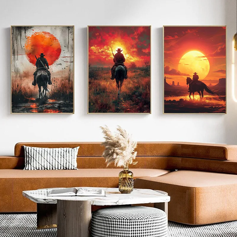 Peinture sur toile avec personnage de Cowboy de jeu rétro classique, Red Dead Redemption 2, affiche imprimée, Art mural pour décoration de salon et de maison