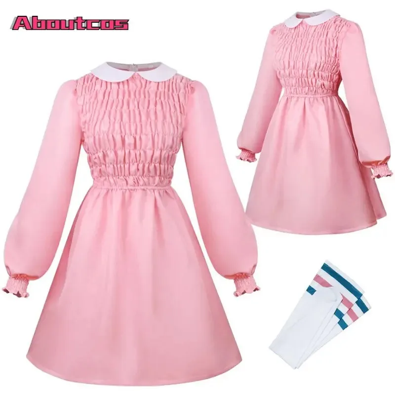 Новинка 2023 года, костюм Aboutcos Stranger Cos Things 11, косплей, аниме, костюм для женщин, розовое платье, наряды, фантазия, карнавальная часть на Хэллоуин ★ ★ ★ Новинка 2023 года, костюм Aboutcos Stranger Cos Things 11, косплей, аниме, костюм для женщин, розовое платье, наряды, фантазия, карнавальная часть на Хэллоуин ★ ★ ★