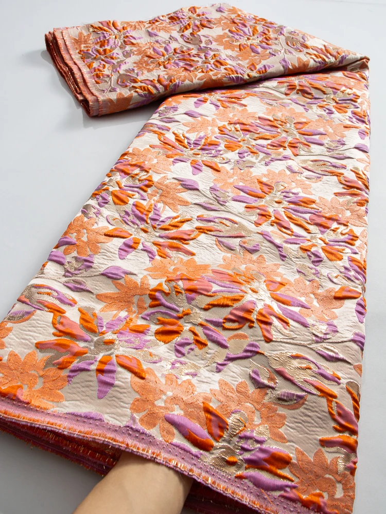 

African Gilded Brocade Lace Fabric 2024 Latest Nigerian Organza Jacquard Lace Fabric for Women Wedding Party Dresses Sew TY3780