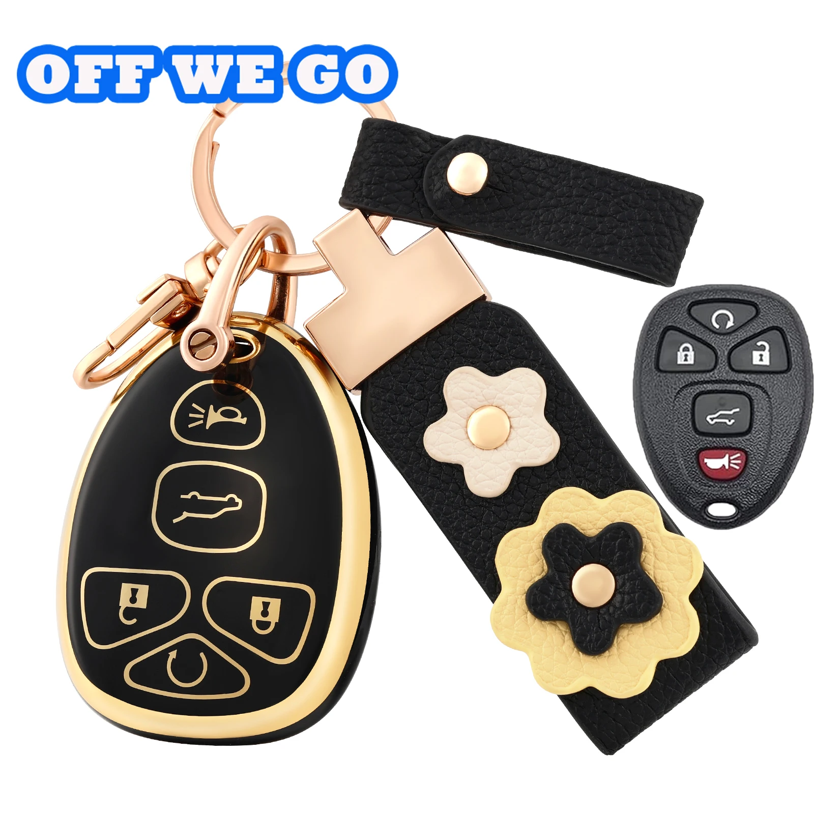 

Car Entry Key Fob Shell Case Cover For Chevrolet GMC 5 Buttons For Buick Car Key Case Keyring Set Keychain