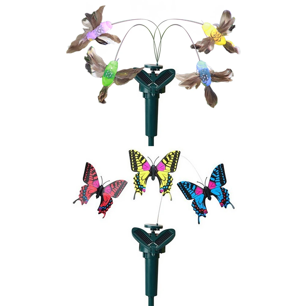 Solar Powered Flying Humming Bird Dancing Fluttering Butterflies Waterproof Outdoor Creative Craft Atmosphere for Farmland Court