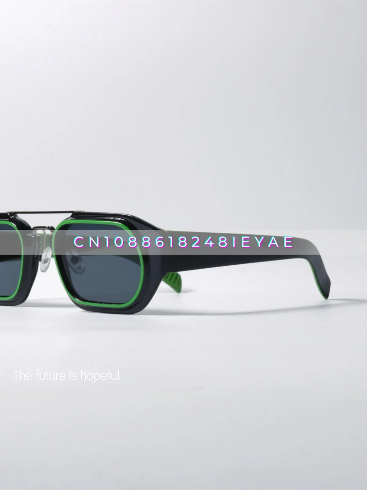 Cyberpunk Wind Black and Green Contrasting Sunglasses Uv400 Anti-ultraviolet Radiation Niche Sunglasses