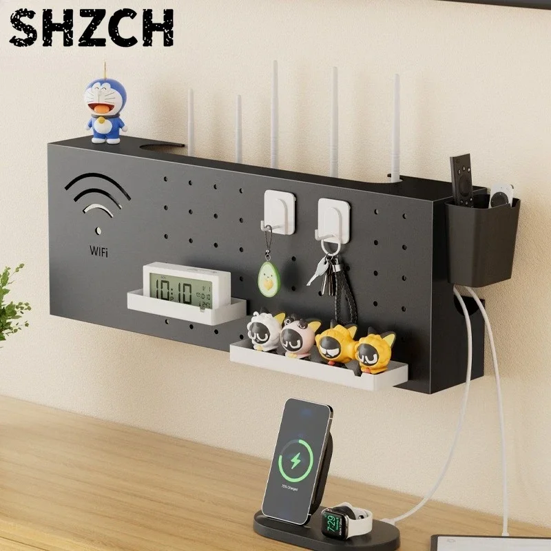 Wall Mount Router Holder No Drilling Set Top Box Shelf Optical WiFi Box Cable Socket Cover Box Network Wire Management Organizer