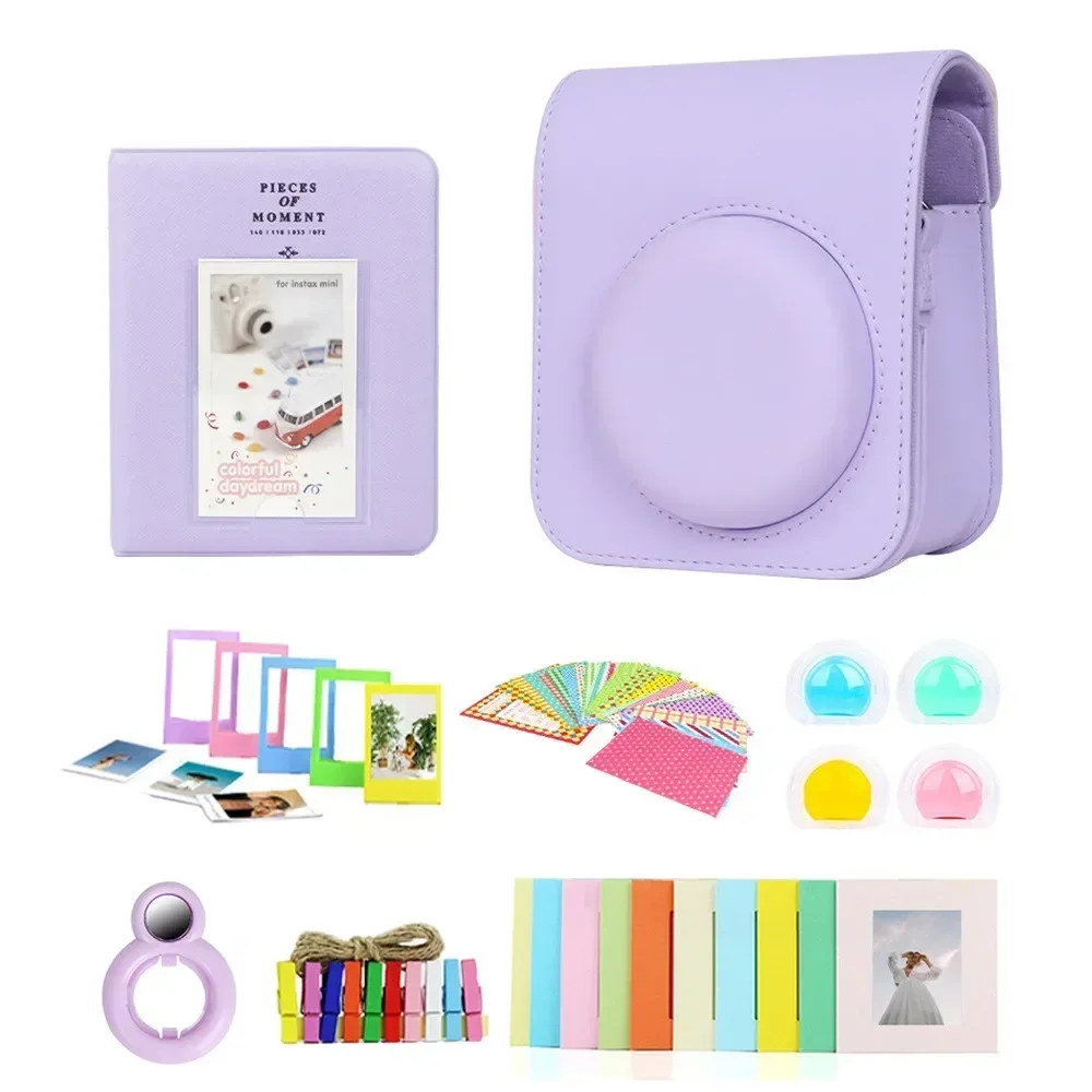 For Fujifilm Instax Mini 12 Instant Camera Accessories 7 in 1 Kit Photo Album\Photo Frame/Sticker/Selfie Lens Filters/Camera Bag