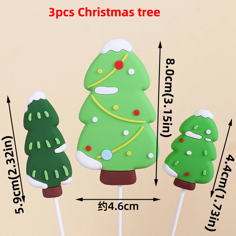 Neue Cupcake-Dekoration für Weihnachtskuchen, weicher Gummi-Weihnachtsbaum, Weihnachtsmann, Schneemann für Neujahr 2025, Weihnachts-Kuchenaufsatz – Detail 23