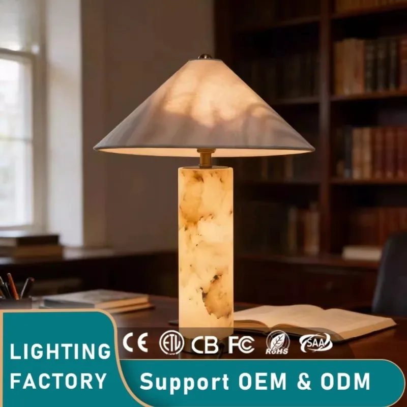 New high-end luxury marble table lamp, factory customized, suitable for villas and hotels, bedside marble lamp