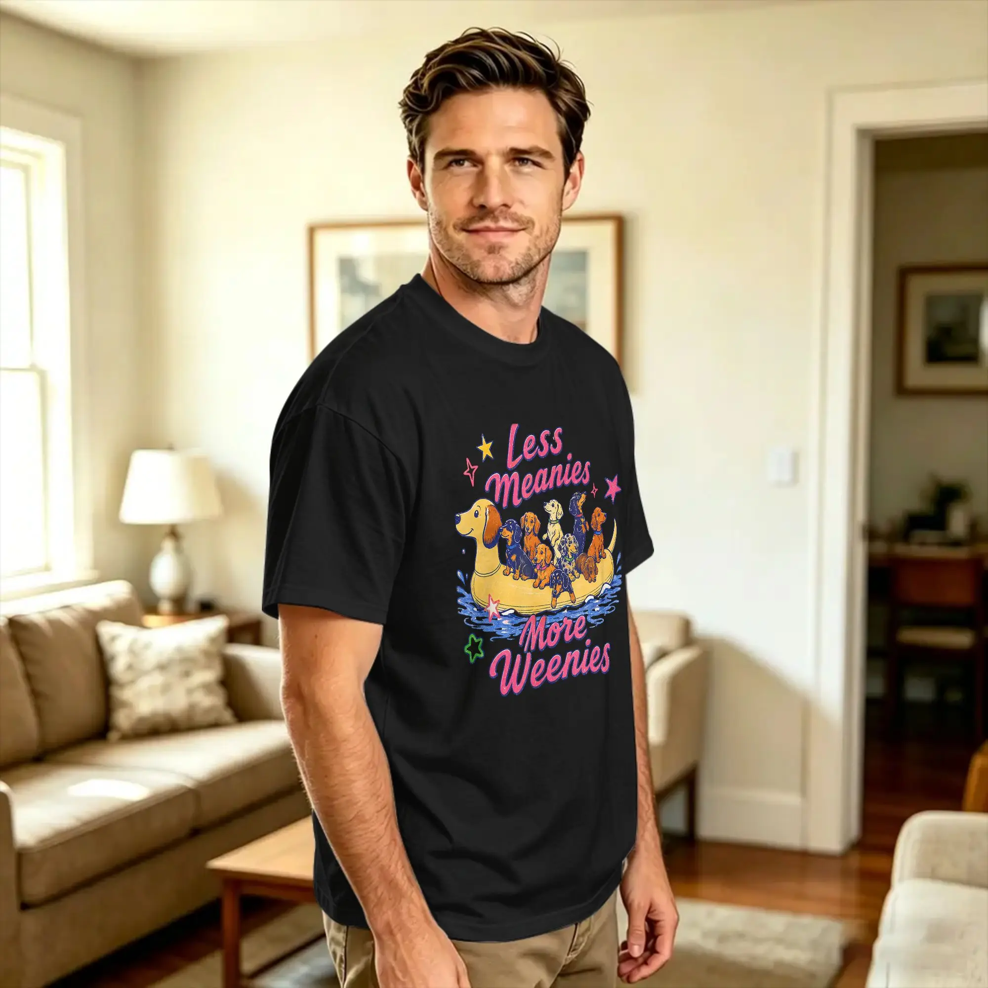 Summer Vibes Dachshund Wiener Less Meanies More Weenies T Shirt Summer  100 Cotton T-Shirts For Adult Casual Tshirt Short Sleeve
