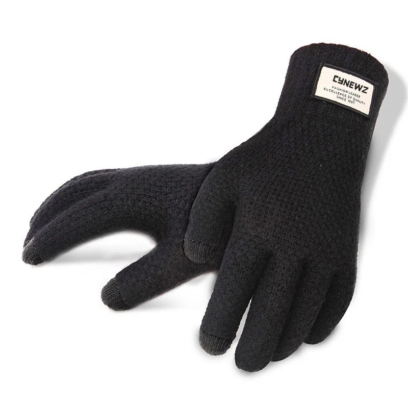 

Winter Men Knitted Gloves Touchscreen High Quality Male Mitten Thicken Warm Wool Cashmere Solid Men Business Gloves Autumn