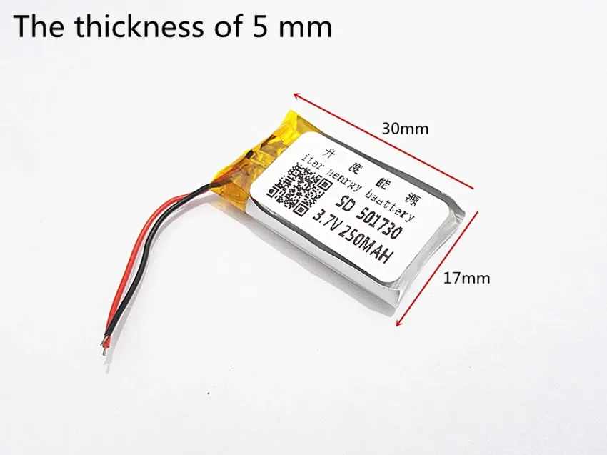 3.7V 250mAh 501730 Lithium Polymer Li-Po li ion Rechargeable Battery cells For Mp3 MP4 MP5 GPS mobile bluetooth