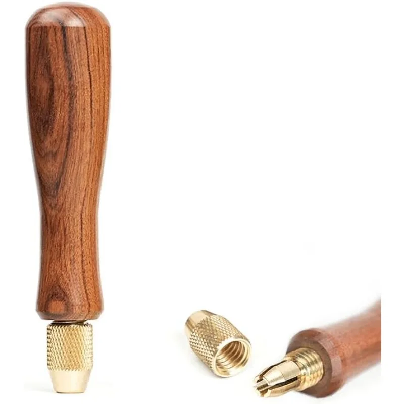 Wood File Handle Ergonomic Wooden Handles with Brass Collet Chuck for Small Files Woodworking Accessories DIY