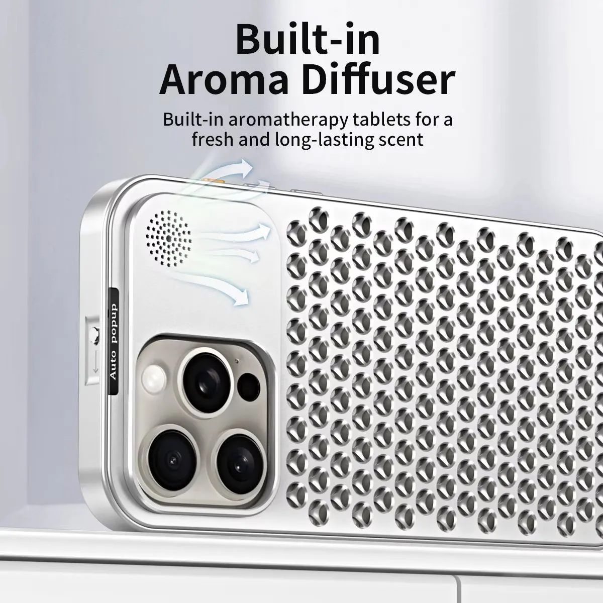 

Phone Case Metal Heat Dissipation For iPhone 14 15 13 12 16 Pro Max Aromatherapy Aluminium Alloy Anti Fall Spring Bumper Cases