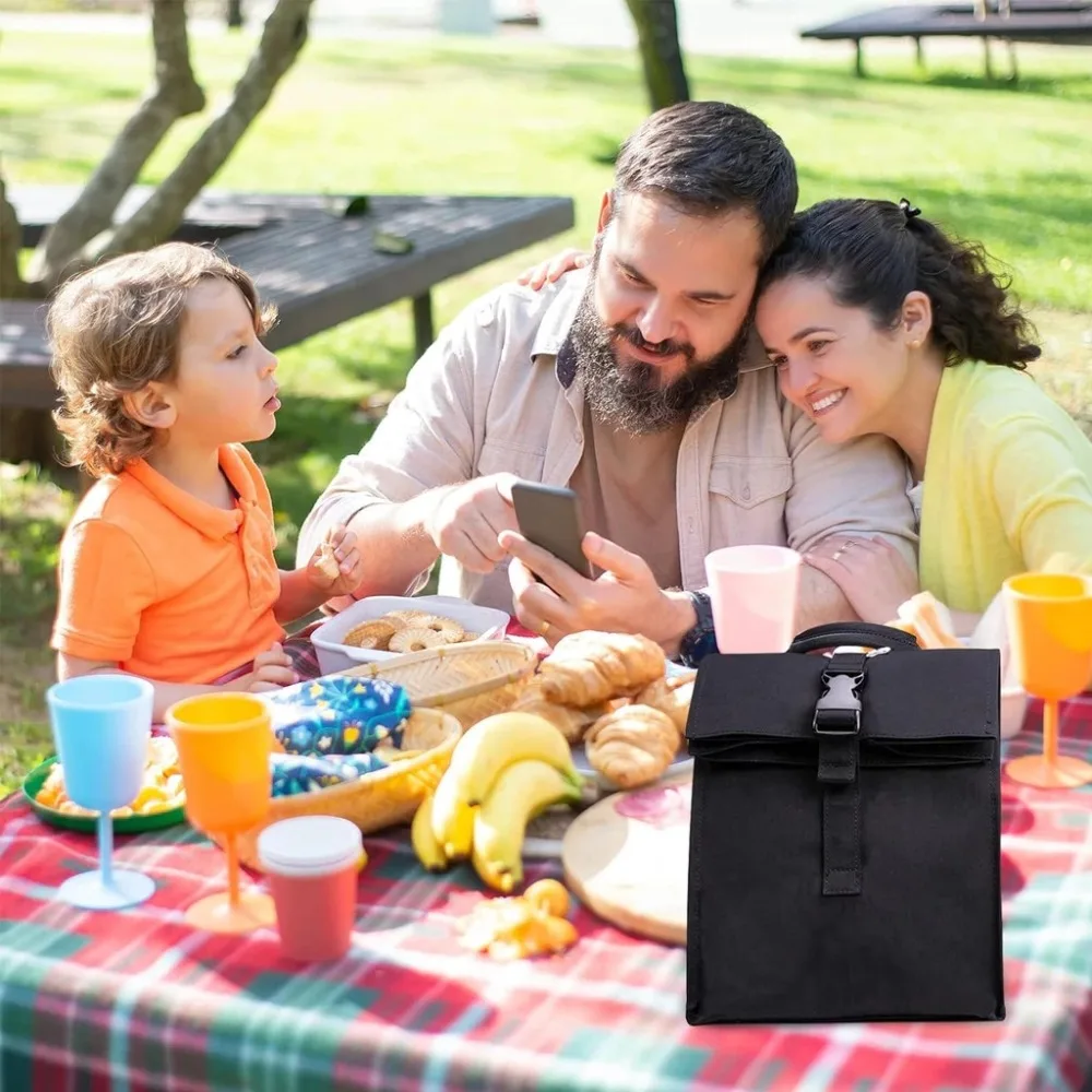 حقيبة غداء معزولة بحزام كتف قابل للتعديل، خفيفة الوزن، قابلة للطي، حقائب غداء محمولة مقاومة للصدمات #5