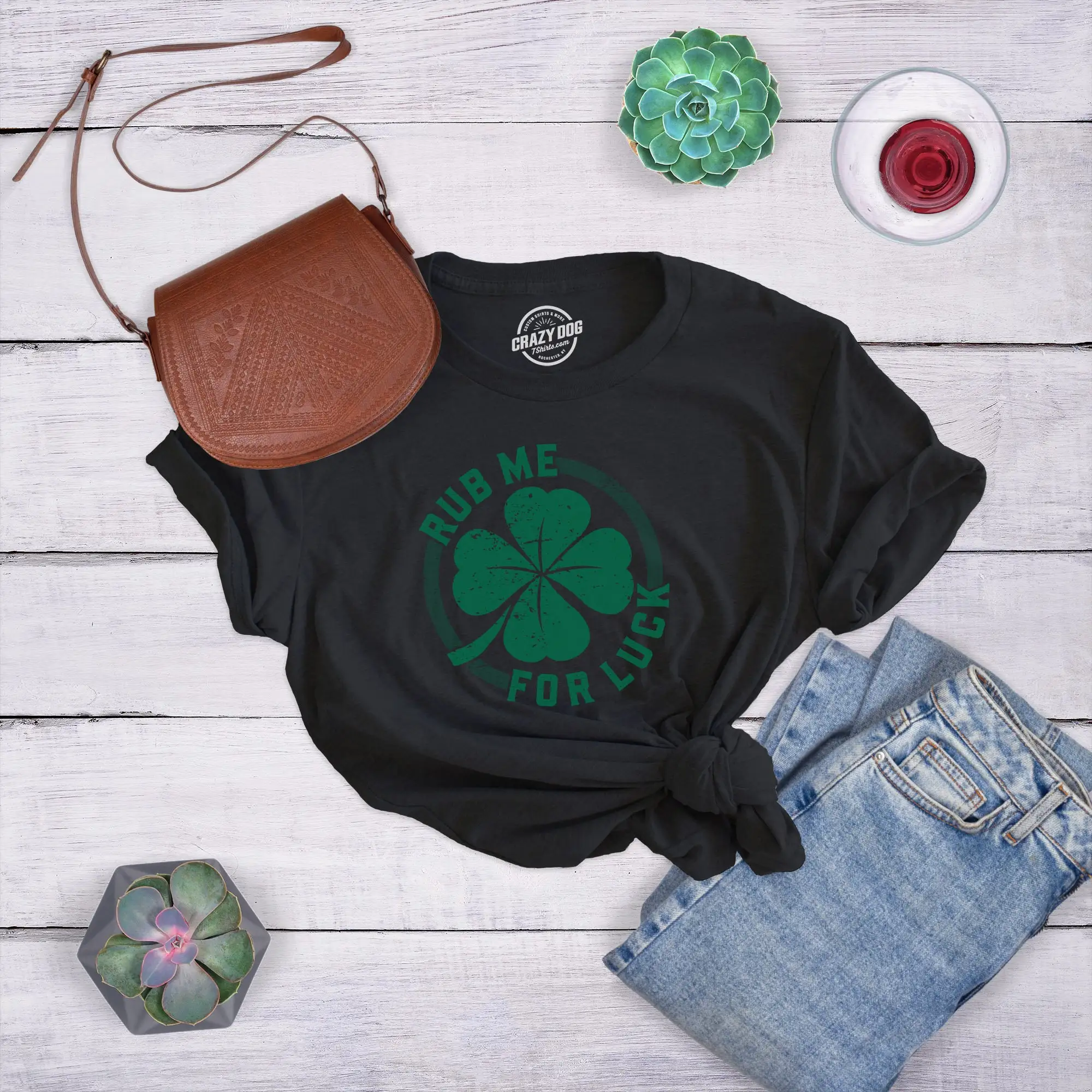 Rub Me For Luck St Patricks Day T Shirt Irish Shamrock Funny Drinking Four Leaf Clover Offensive