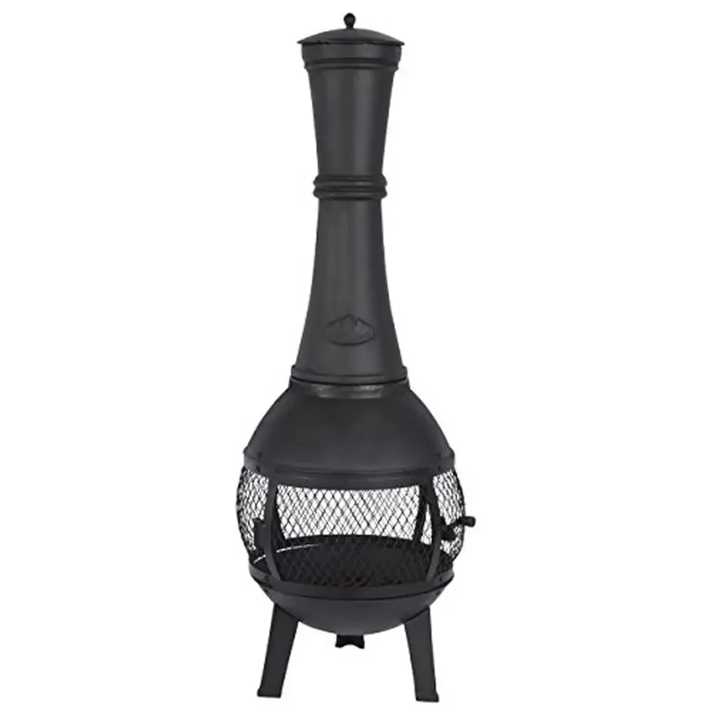 Cast Iron Terrace Stove Black Round Wood Fuel 61.6lbs