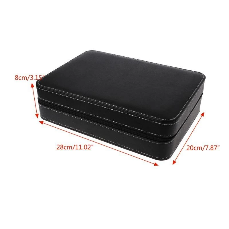 Watch Storage Box 10 Slots Watch Display Holder for Case PU Leather Jewelry with Zipper Collector Storage for