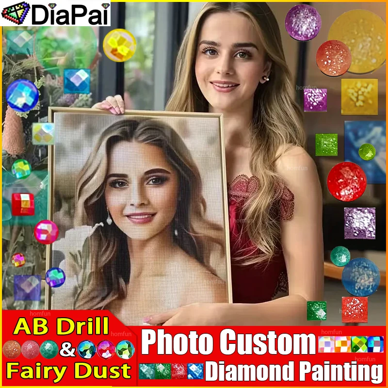 DIAPAI Fairy Dust AB Photo Custom Diamond Painting 5D DIY Rhinestone Pictures Full Square Round Diamond Embroidery Home Decor