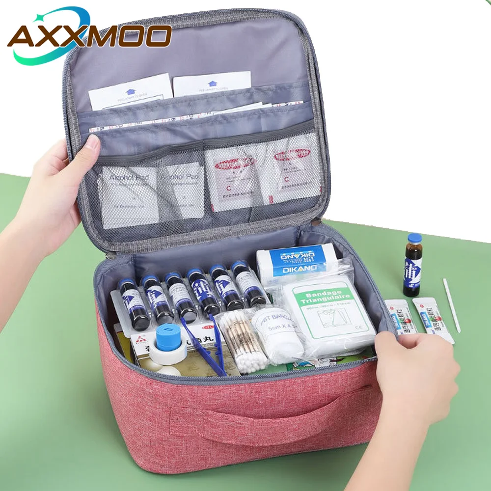 1PCS Portable Empty First Aid Kit Bag, Lightweight Medical Supplies Organizer for Outdoor, Travel, Sports, Home and Car Use