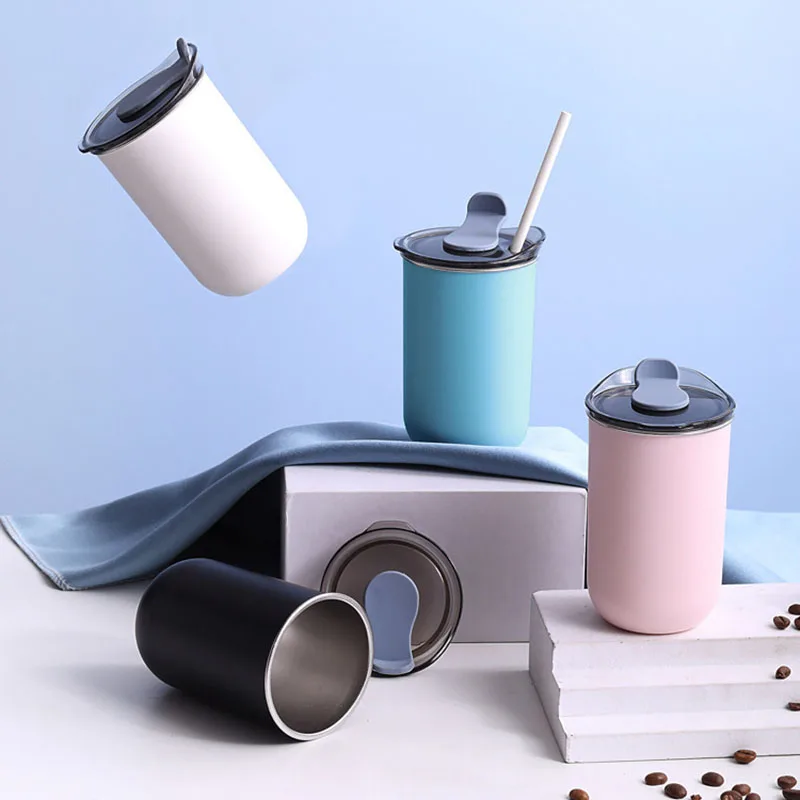 Insulated water bottles with lids, wine glasses, Thermo Coffee Cup Mug， Keep Warm Hot Cold For Juice Tea Water Ice Beverage