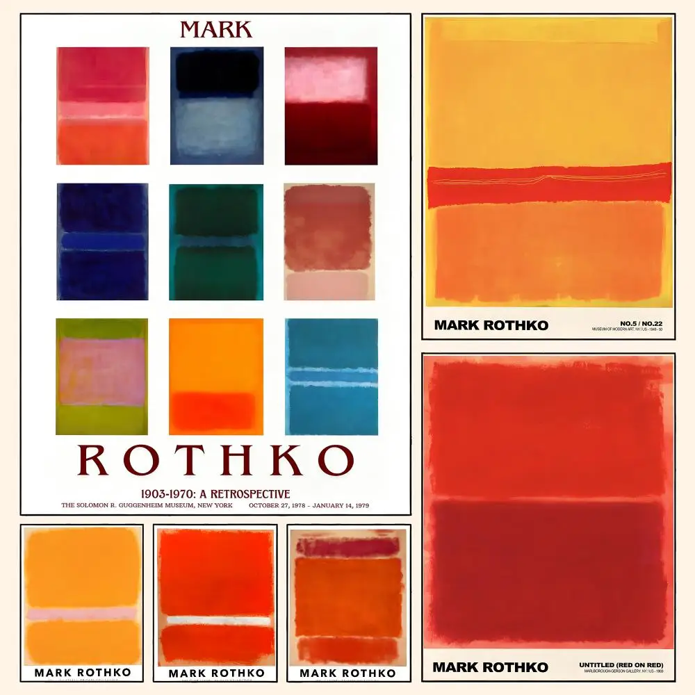 Abstract M-Mark R-Rothko art Poster Waterproof HD Modern Peel And Stick Wall Decor Living Room Dorm Garage